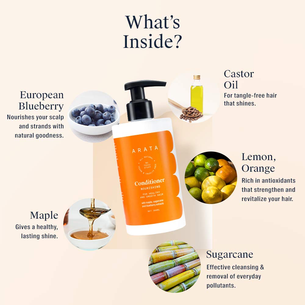 Arata Zero Chemicals Natural Nourishing Hair Conditioner, Orange 300 Ml