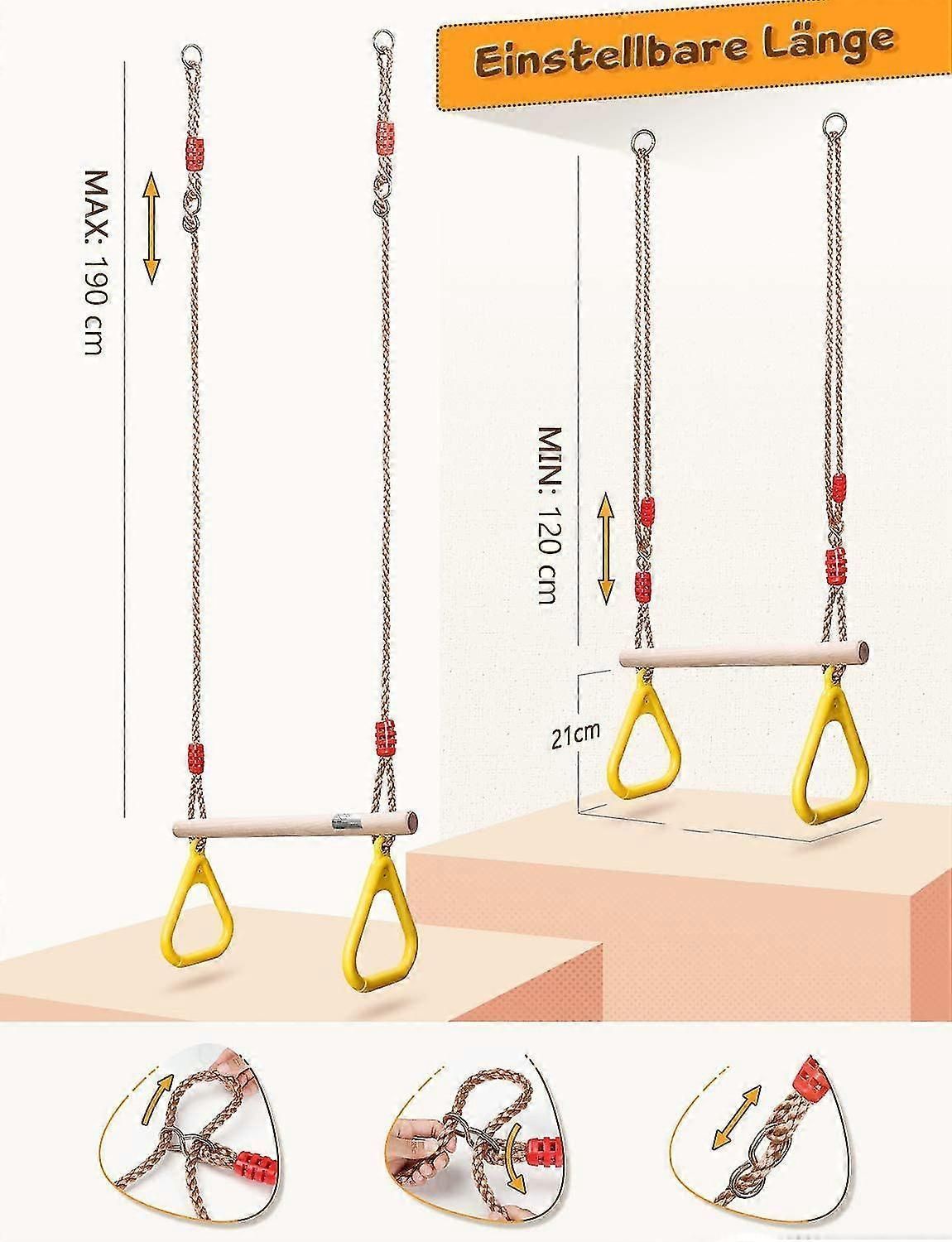 Kids Trapeze Bar With Gym Rings for Climbing Frames