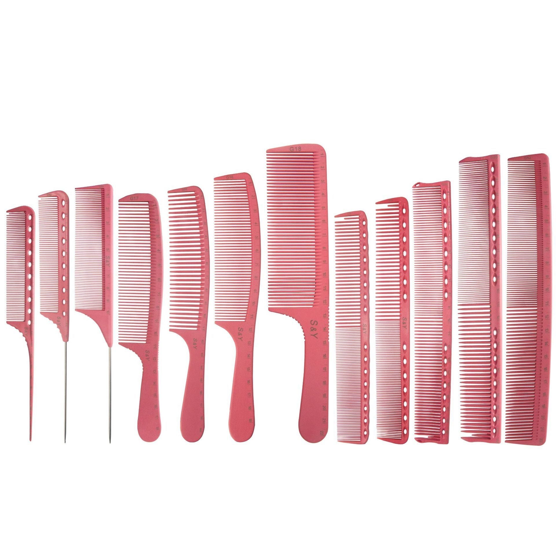 12Pcs Barber Measuring Comb Set with Scale