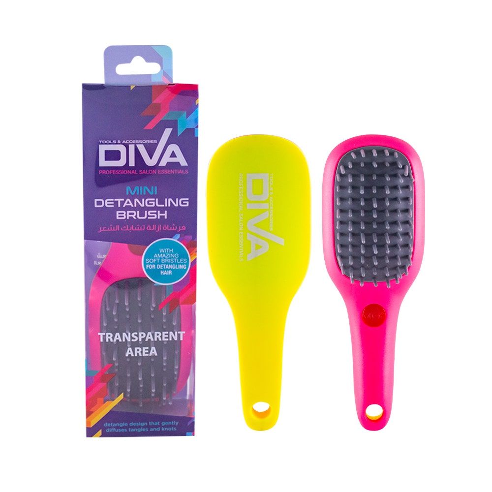 Diva Mini Detangling Brush, Yellow - 1pc