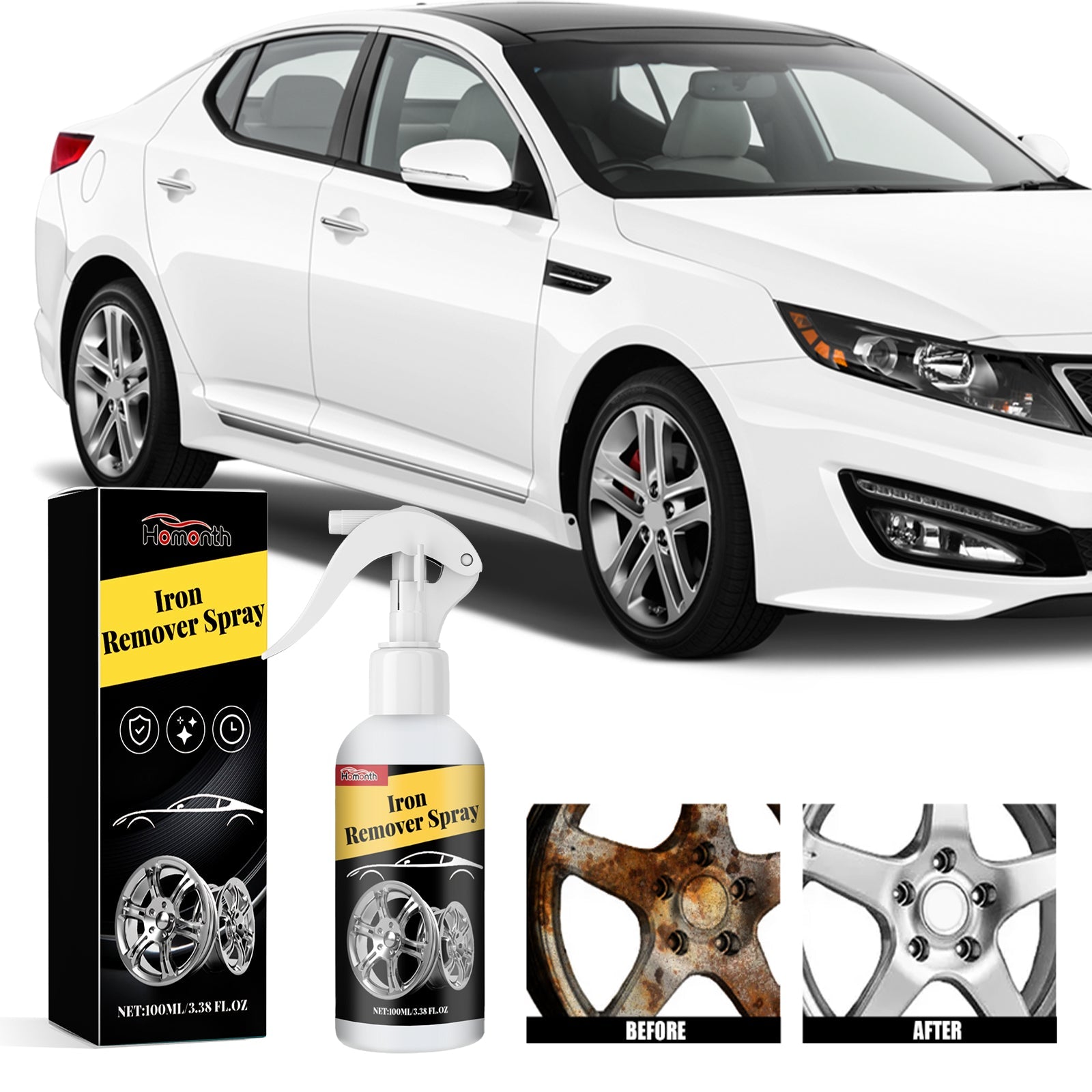 Car Cleaning Iron Remover Spray, Rust & Dirt Remover, Easy Auto Wheel Cleaning ,100ml