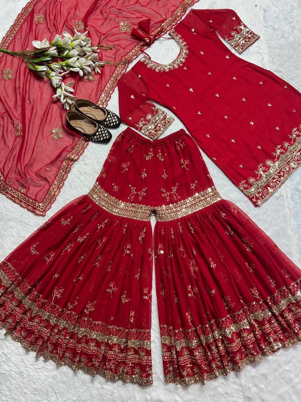 Fab Zone Sharara Plazzo Style Suit with Stylish Top