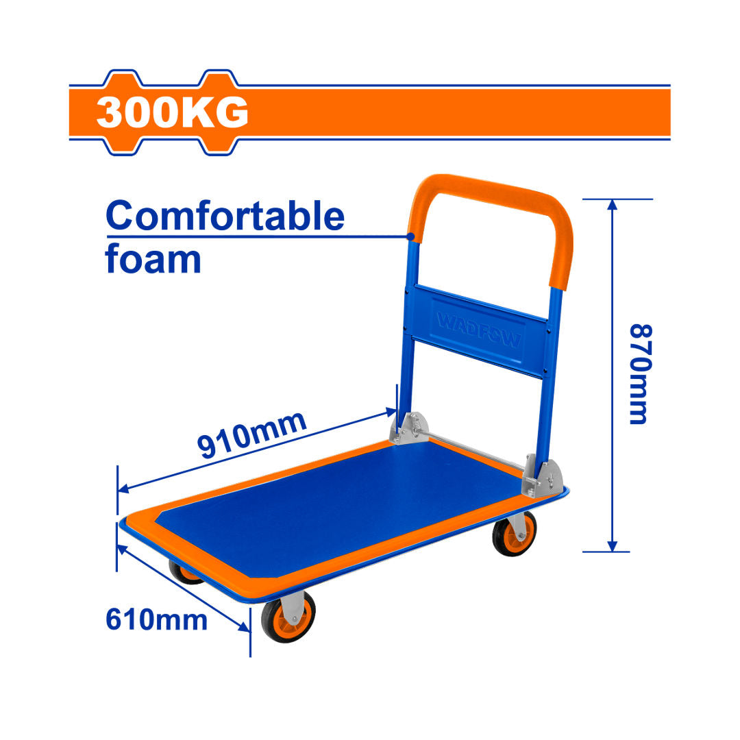 عربة يدوية قابلة للطي من WADFOW، مقبض فولاذي مع قبضة مريحة من الإسفنج