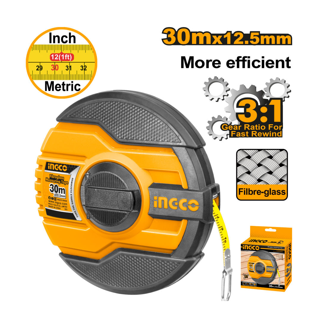 INGCO Fiberglass Measuring Tape, 12.5mm Width