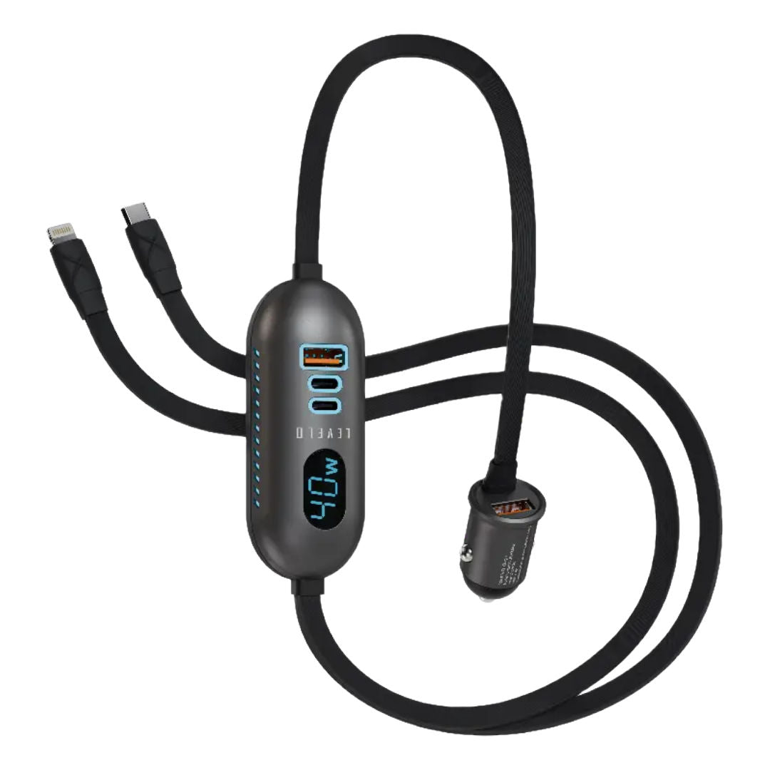 Levelo Polix 84W Fast Car Charger, Gray