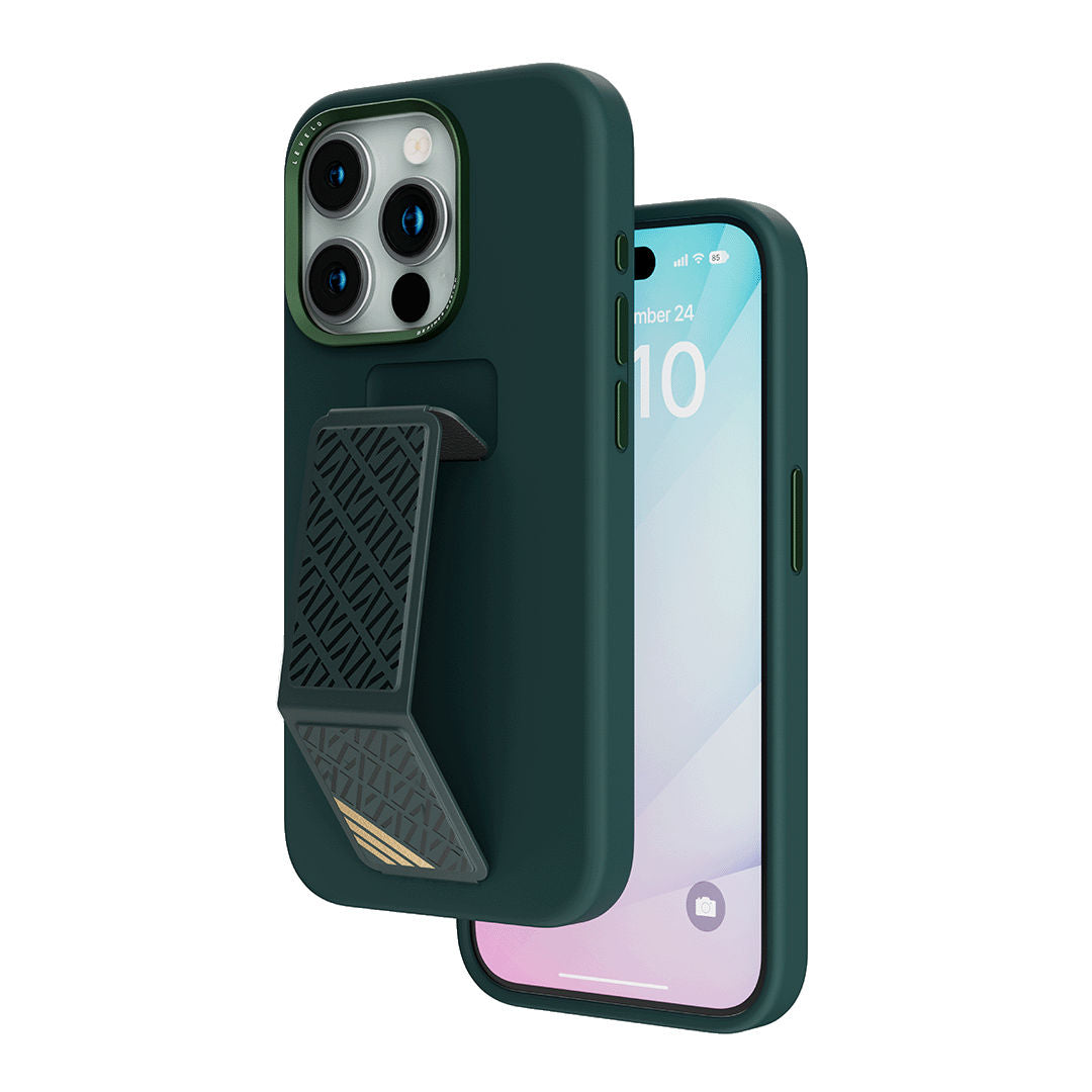 Levelo Morphix Silicone Case With Leather Grip For iPhone, 15 Series