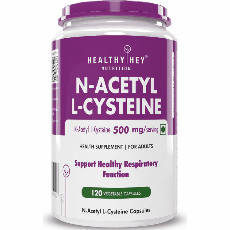 HealthyHey N-Acetyl L-Cysteine (NAC) - Non-GMO - Gluten Free - 500mg - 120 Veg. Capsules