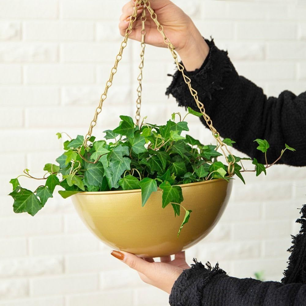 Hanging Flower Pot Decor Display Container Iron Flower Basket for Balcony Succulent Indoor