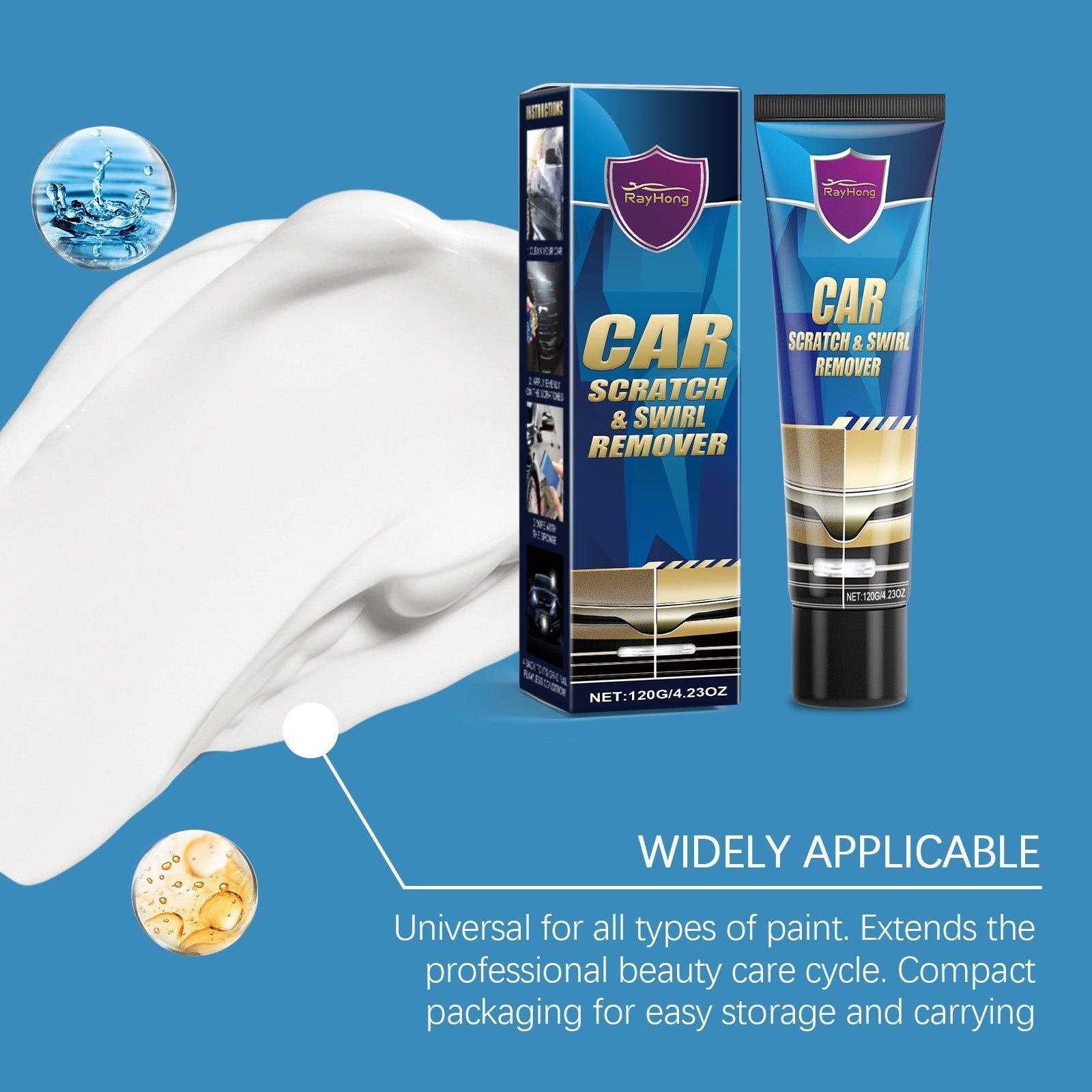 Car Scratch Repair Cream, Fix Scratches, Swirls, Paint Touch Up, Easy Car Care ,120ml