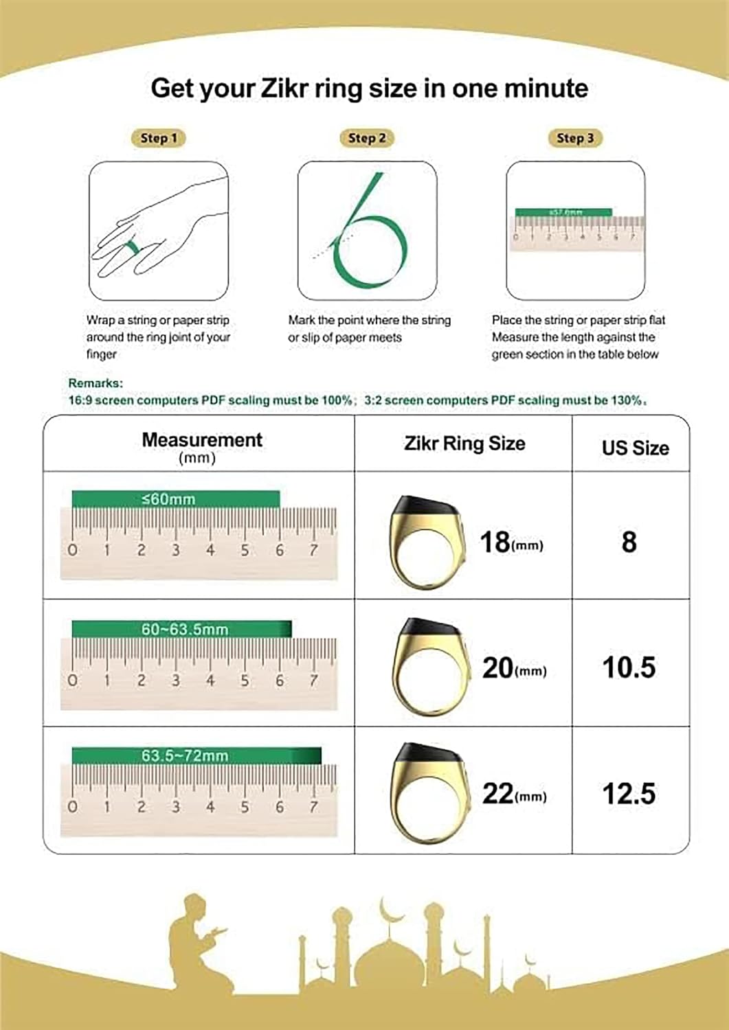 Smart Zikir Dark Green Aluminum Islamic Ring