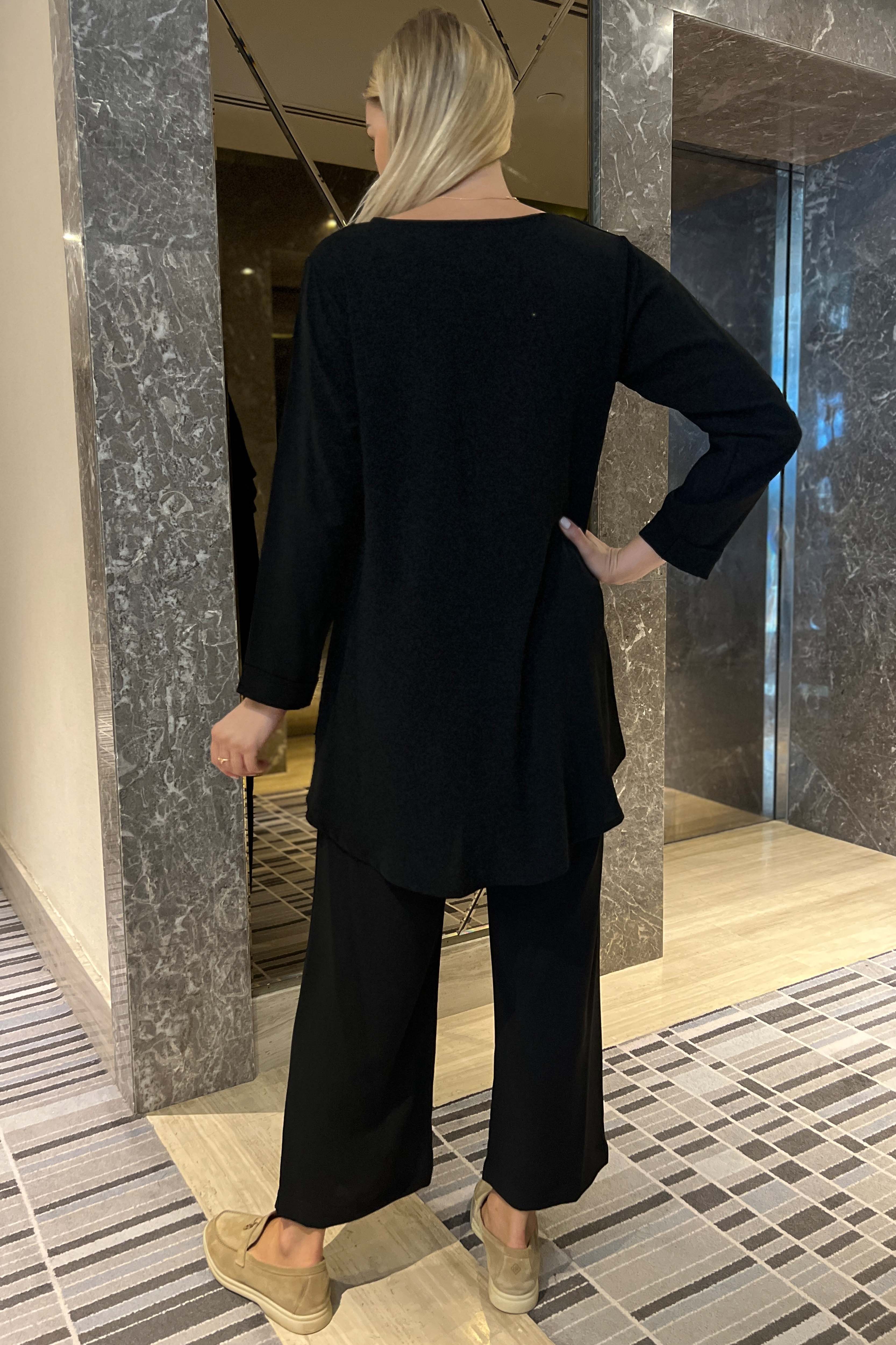 MOiSTREET Black CEY Fabric Top And Pants Set