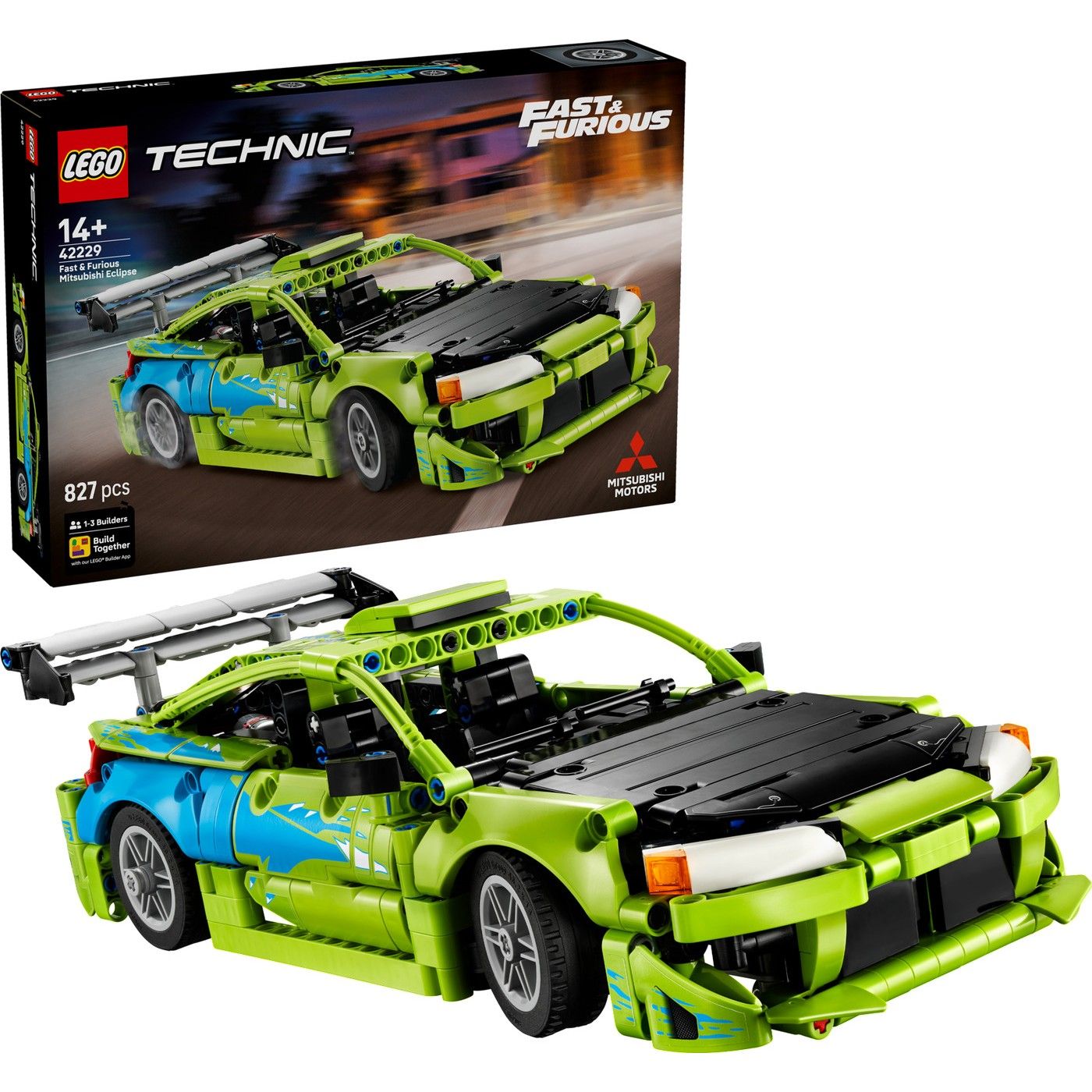 LEGO Technic Fast & Furious Mitsubishi Eclipse Building Set, 827 Pieces, For Age 14+ Years