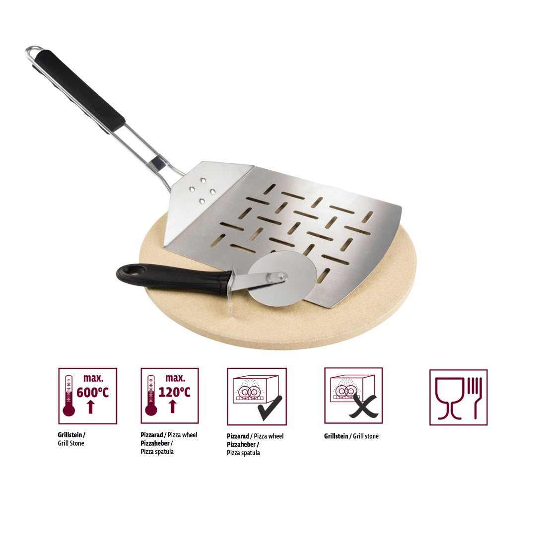 XAVAX 111590 Grill Stone Pizza Set, cordierite, 28 cm, 3 pieces