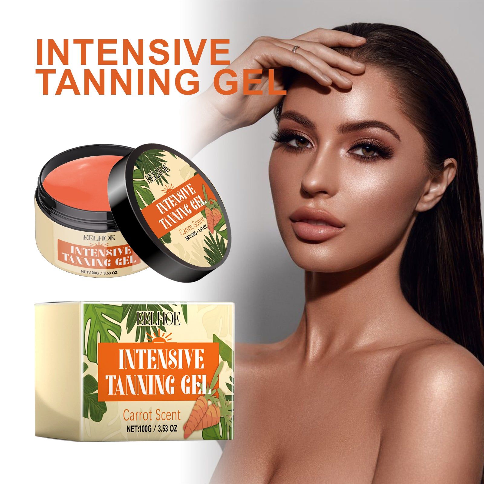 Black Repair Gel, Natural Summer Tanning, Skin Brightening, Moisturizing, Fast & Safe ,100g