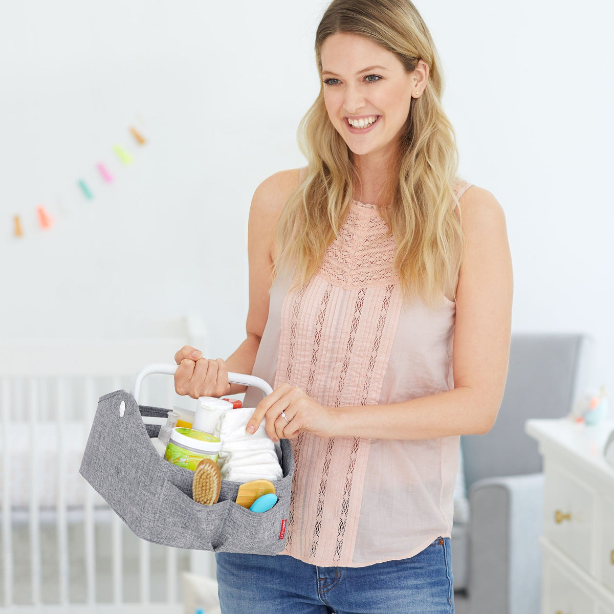 Skip Hop Light-Up Diaper Caddy - Grey