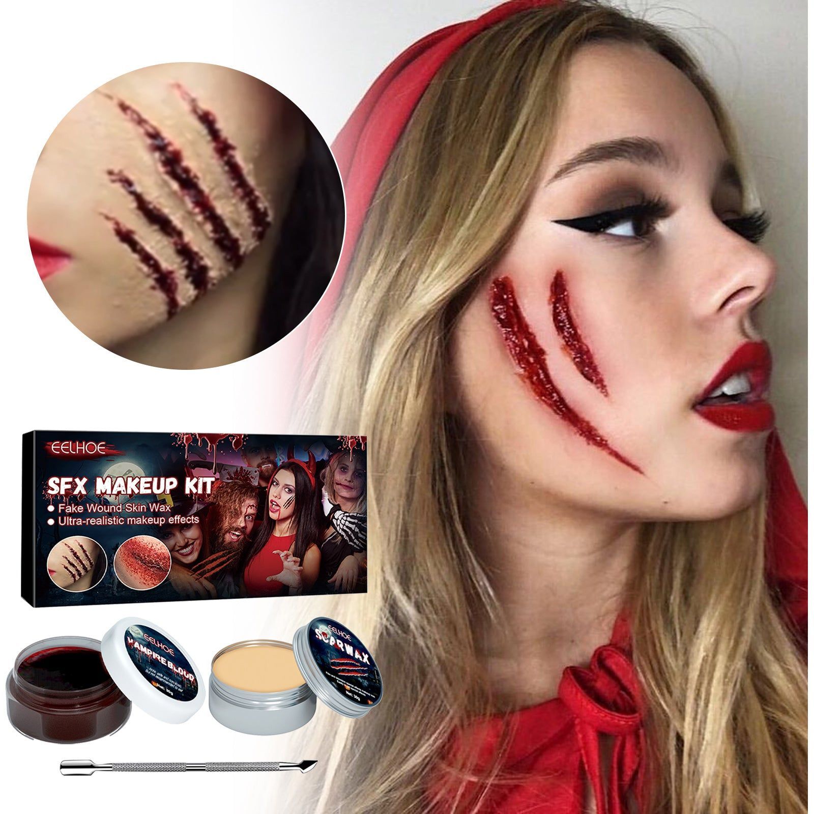 Create Realistic Fake Scars with SFX Makeup Kit, Horror, Wounds, Special Effects ,1set