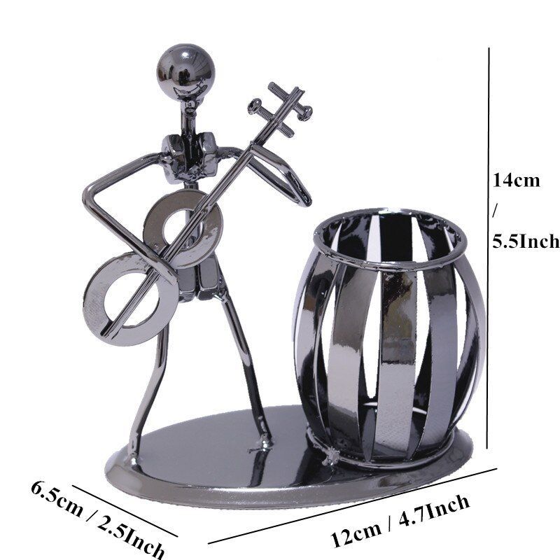 Musician Pattern Pen Holder Iron Art Music Figure Desktop Organizer Home Decoration