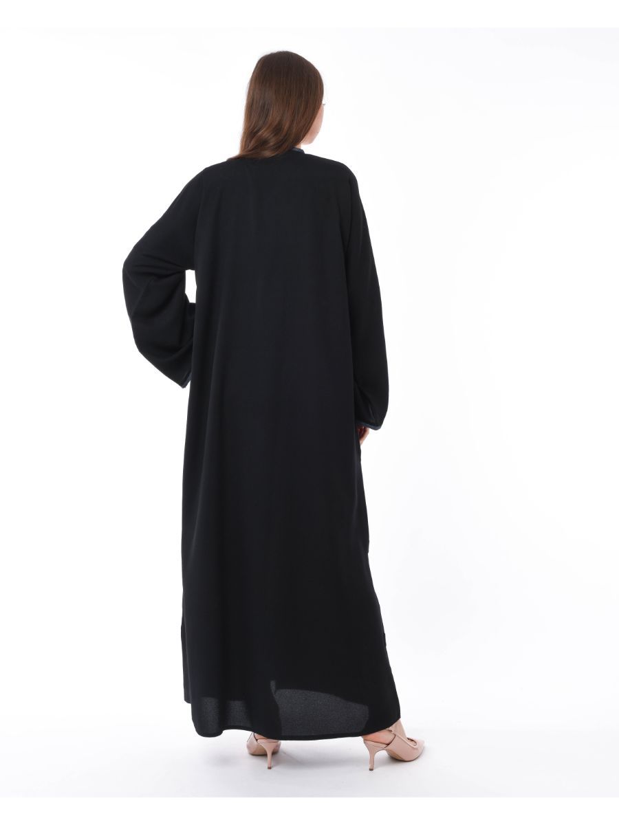 MOiSTREET Black Abaya with blue borders