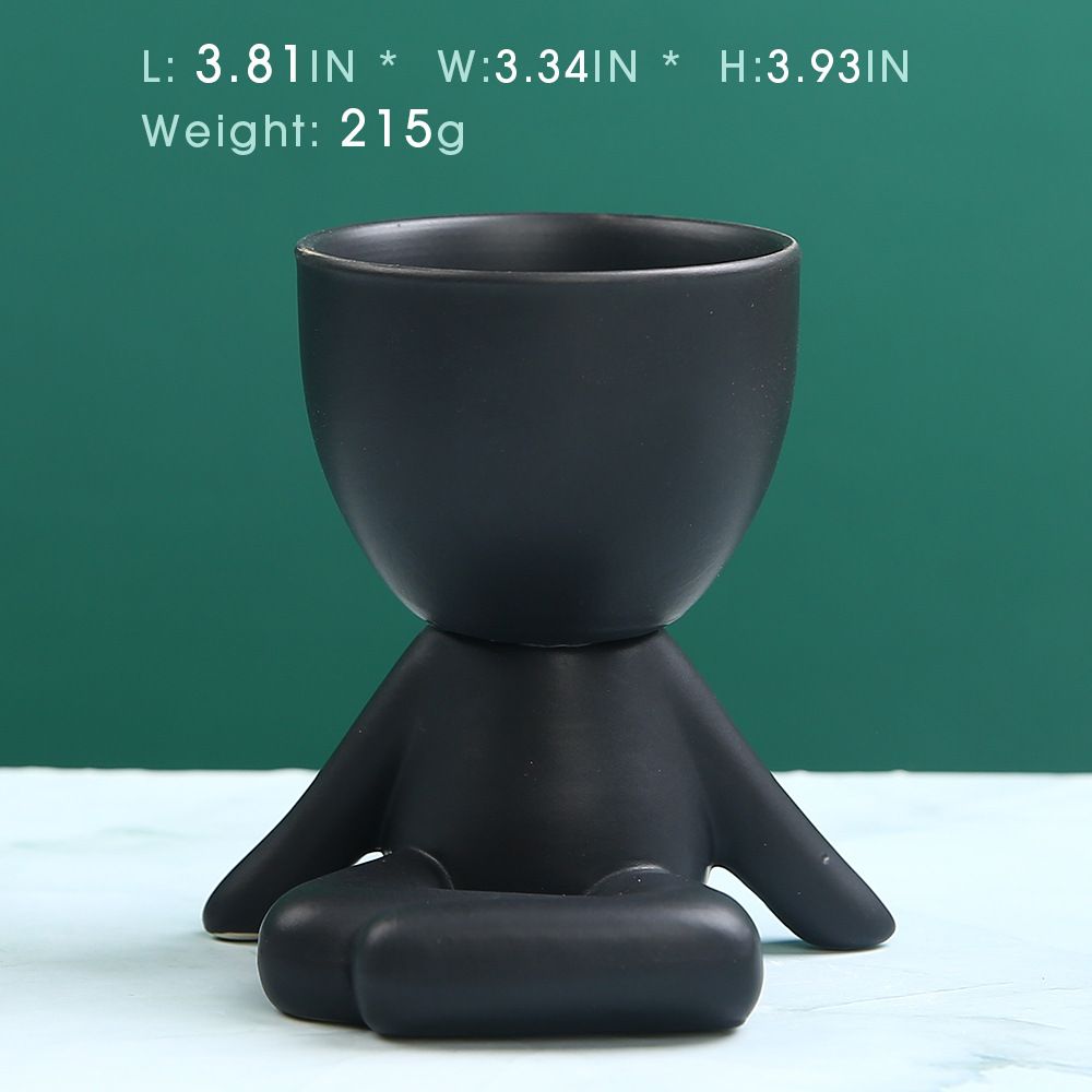 Mini-family Flowerpot Human Being Shape Ceramic Desktop Planter Container For Succulents
