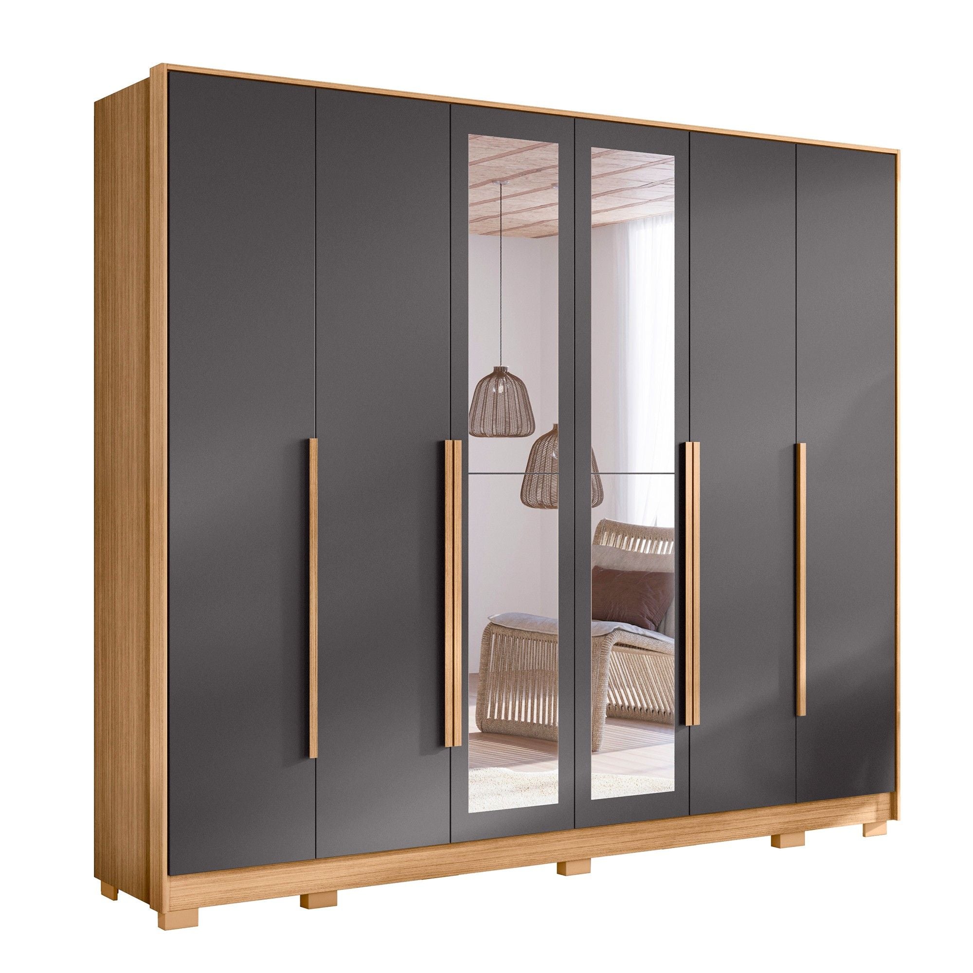 Fascinio 6-Door Wardrobe with Mirror