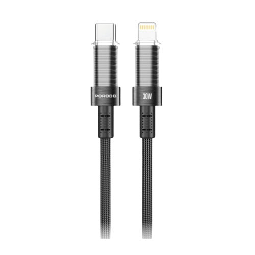 كابل Porodo Transperant Shell USB-C إلى Lightning 30 وات