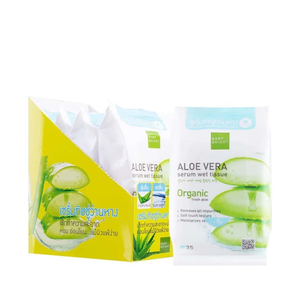 ALOE VERA SERUM WET TISSUE 25 SHEETS BABY BRIGHT (B)