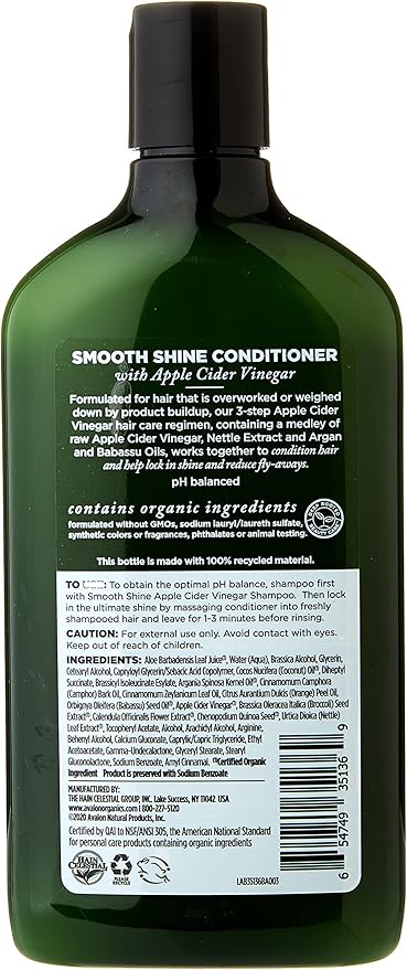Avalon Smooth Shine Apple Cider Vinegar Conditioner, 11 Oz