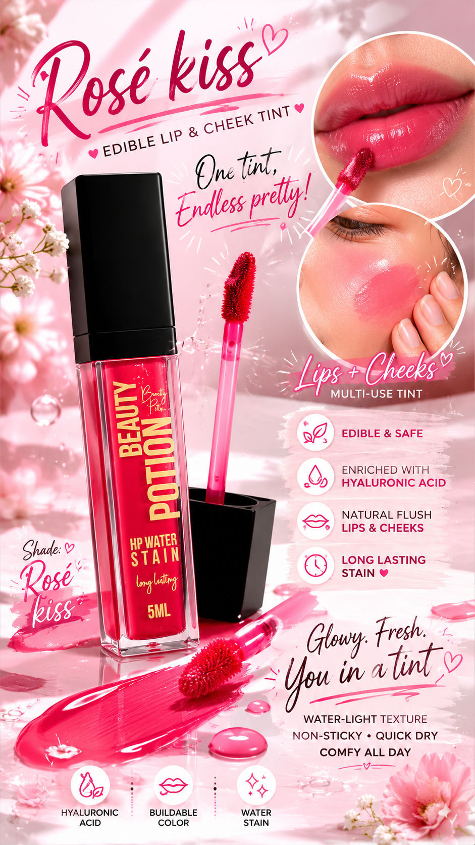 Beauty Potion Rosé kiss Lip stain