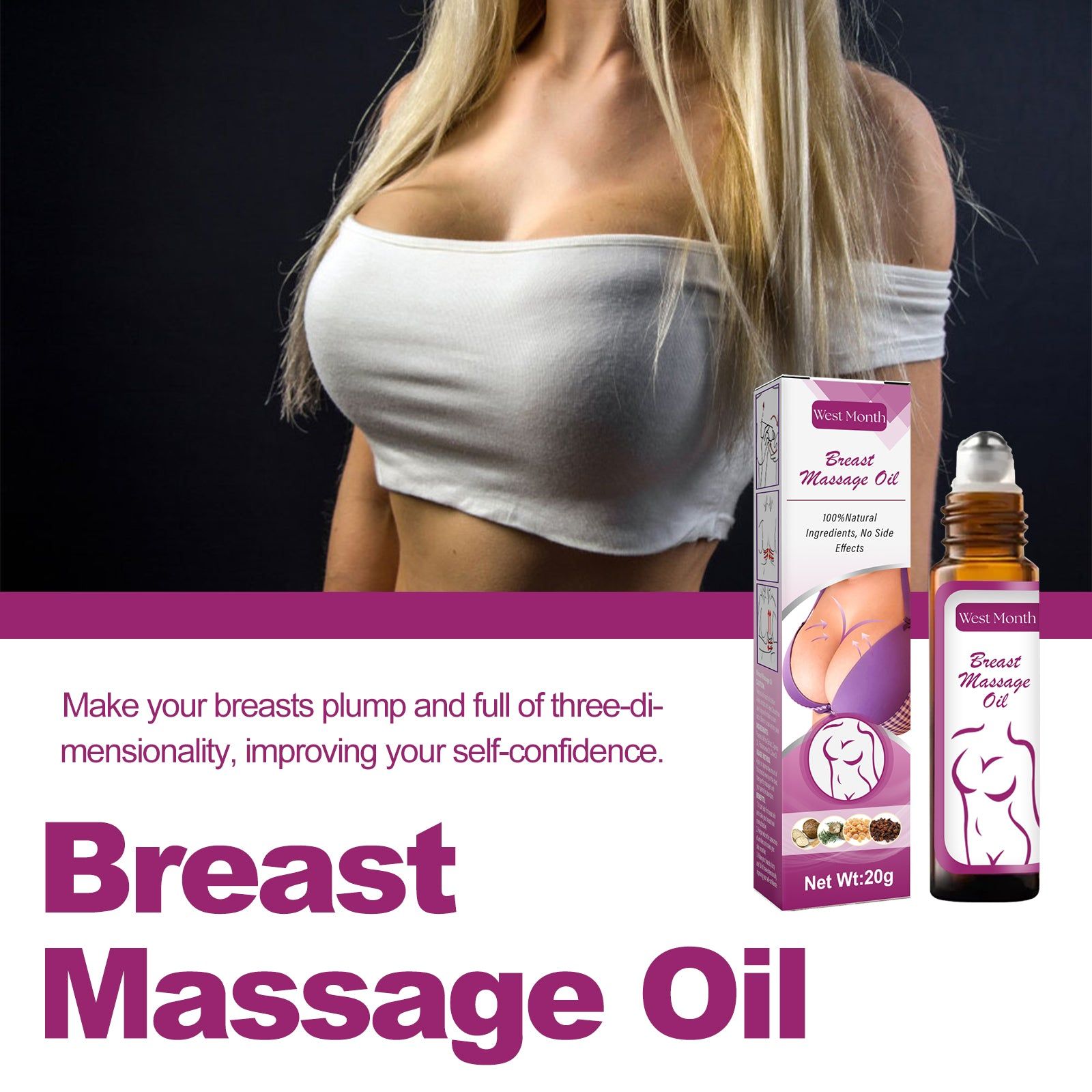 Firm and Full Breast Oil, Natural Tightening, Moisturizing, Anti-Wrinkle, Confidence Boost ,20g