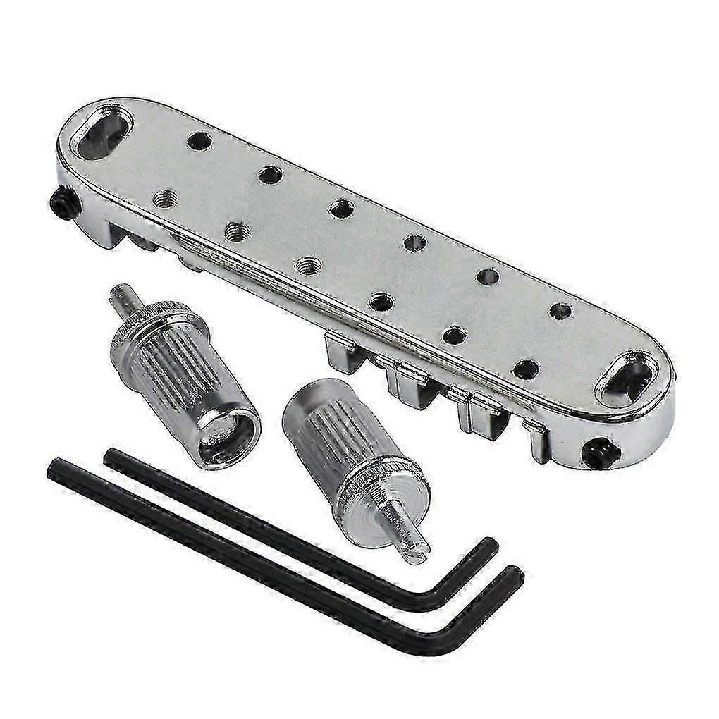 Chrome Metal Plated Roller Saddle Tune-o-matic Bridge For Les Pl Style Electric Guitar Replacement