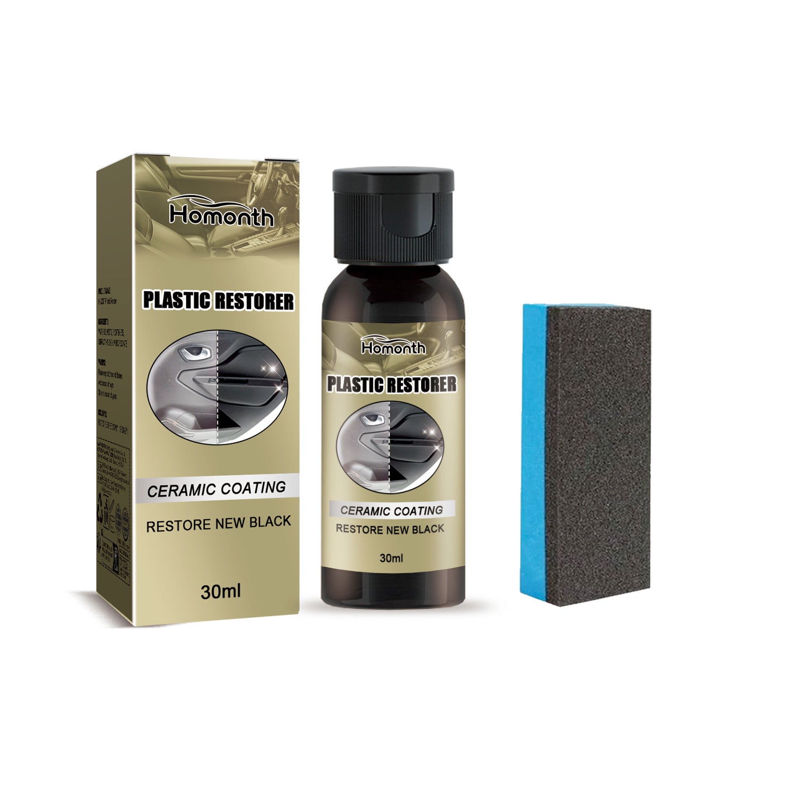 Automotive Interior Maintenance, Plastic Restorer, UV Protection, Shine & Clean ,1set