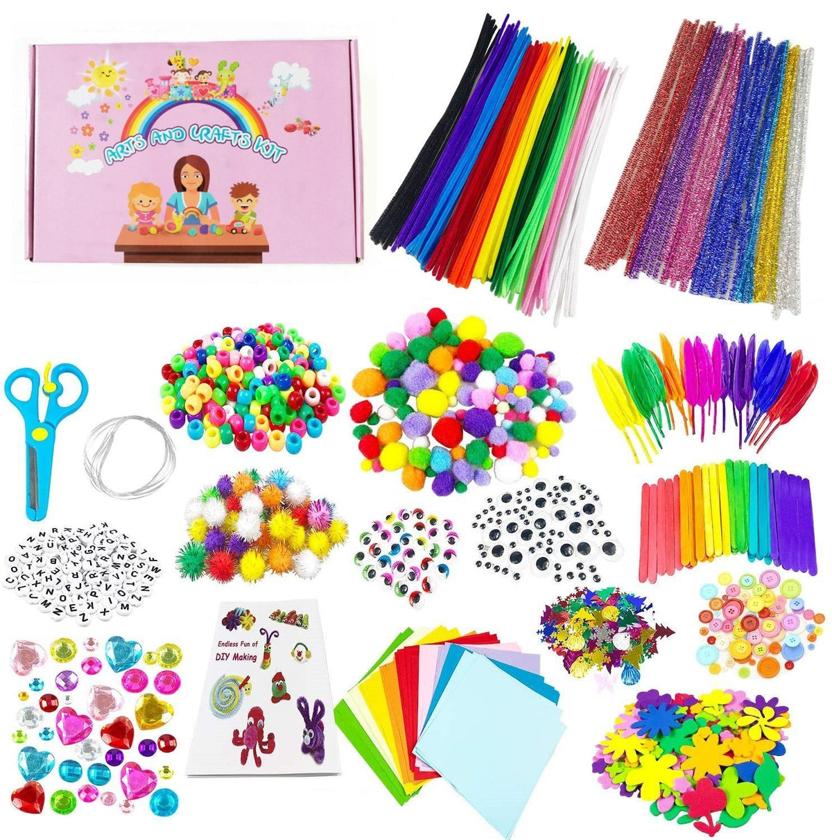 Arts Crafts Supplies Kit 1200pcs Kids DIY Crafting Activity Toy Set Gifts