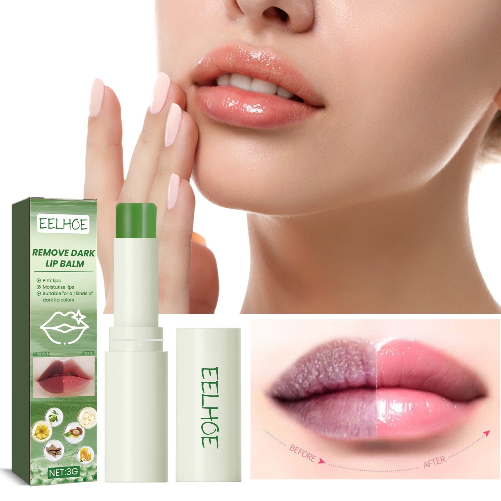 Black Lip Balm Fade Lip Lines Moisturize Break Black Lips Natural Glow ,3g