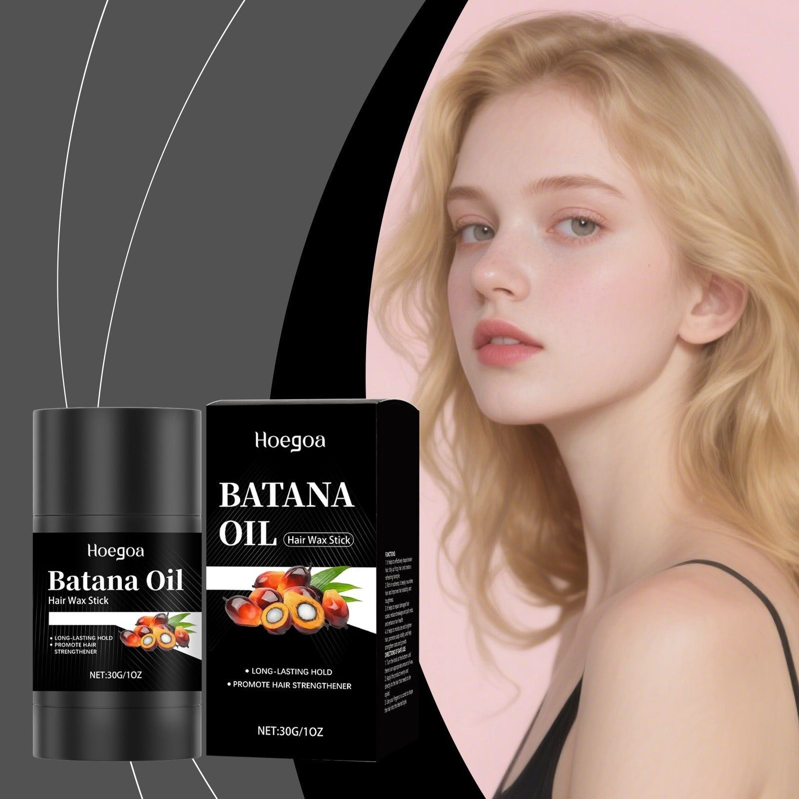 Batana Hair Wax Stick, Portable Long-Lasting Hair Care, Frizz Control, Styling ,30g