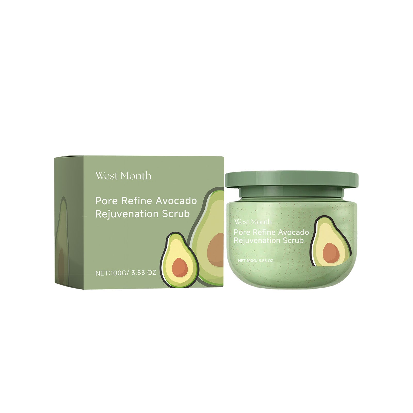 Avocado Ice Cream Scrub Cream, Hydrating, Exfoliating, Moisturizing, Skin Brightening ,100g