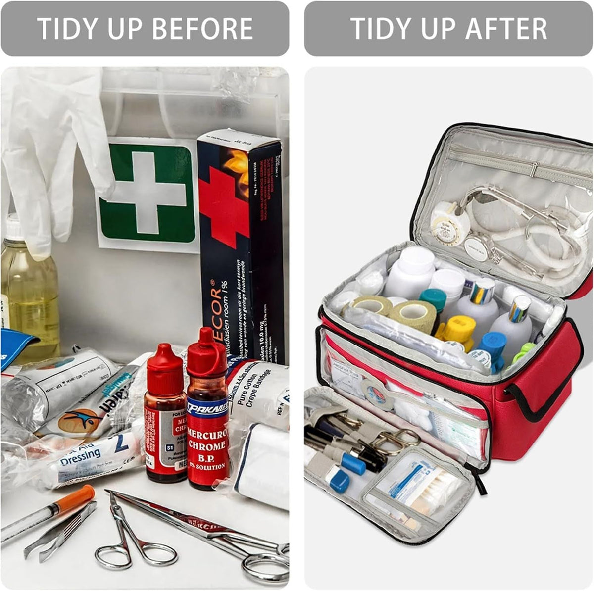 Medicine Storage Bag Family First Aid Box Pill Bottle Organizer for Emergency Medical Supplies