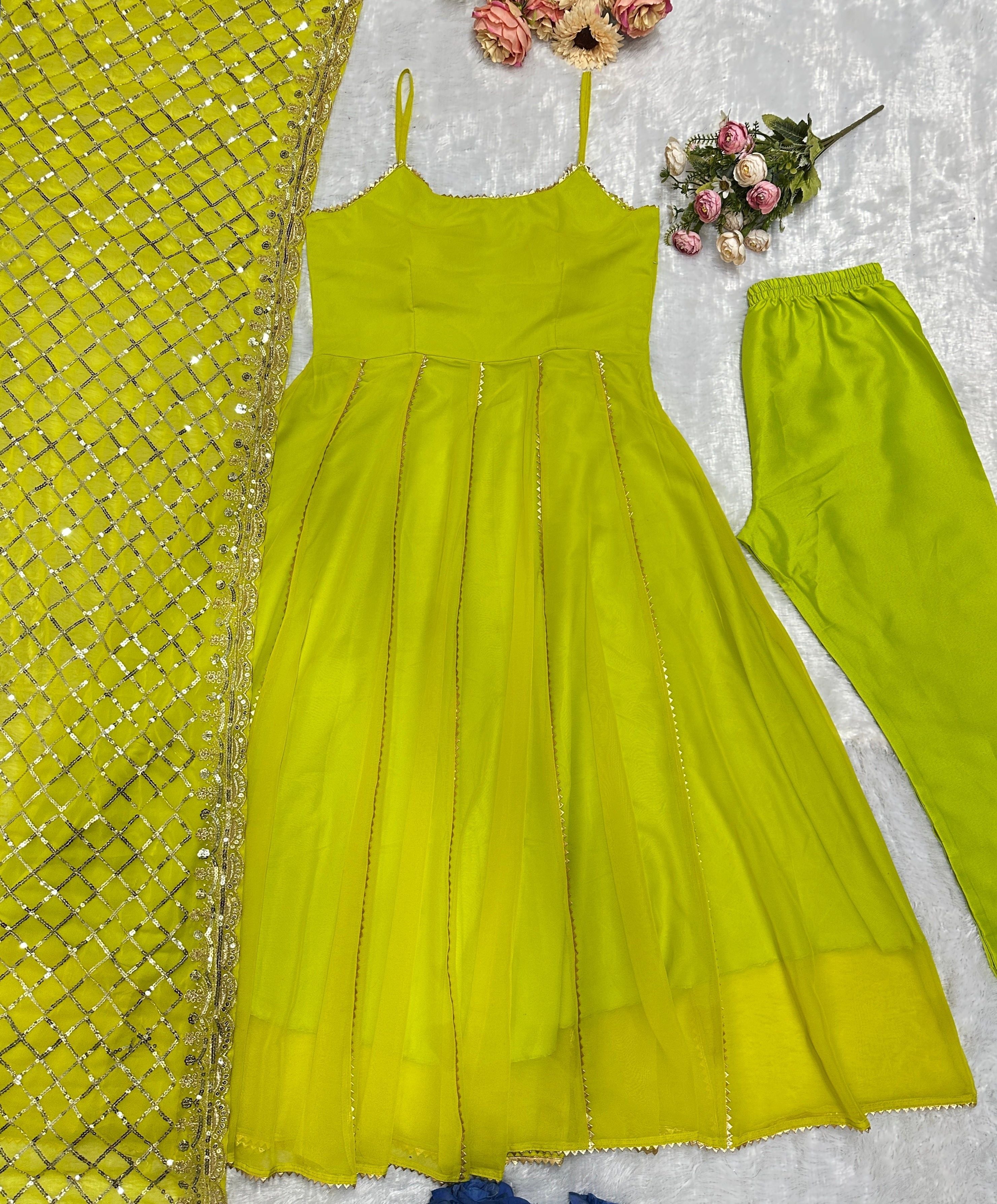 Fab Zone Party Wear Designer Gown Pent And Dupatta