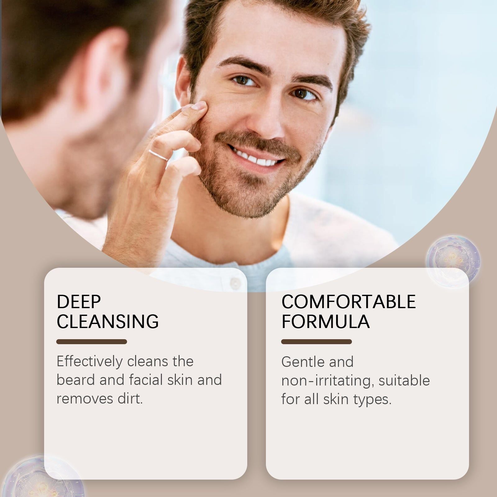 Beard Cleaning Foam, Gentle, Moisturizing, Brightening, All Skin Types ,100ml