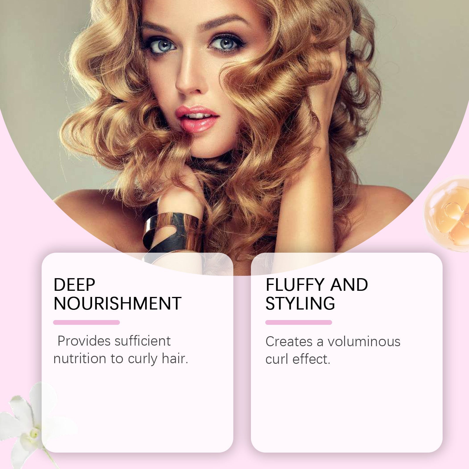 Curly Hair Care Spray, Natural Luster, Anti-Frizz, Moisturizing, Long-Lasting, Non-Sticky, Fluffy, Easy Styling ,100ml