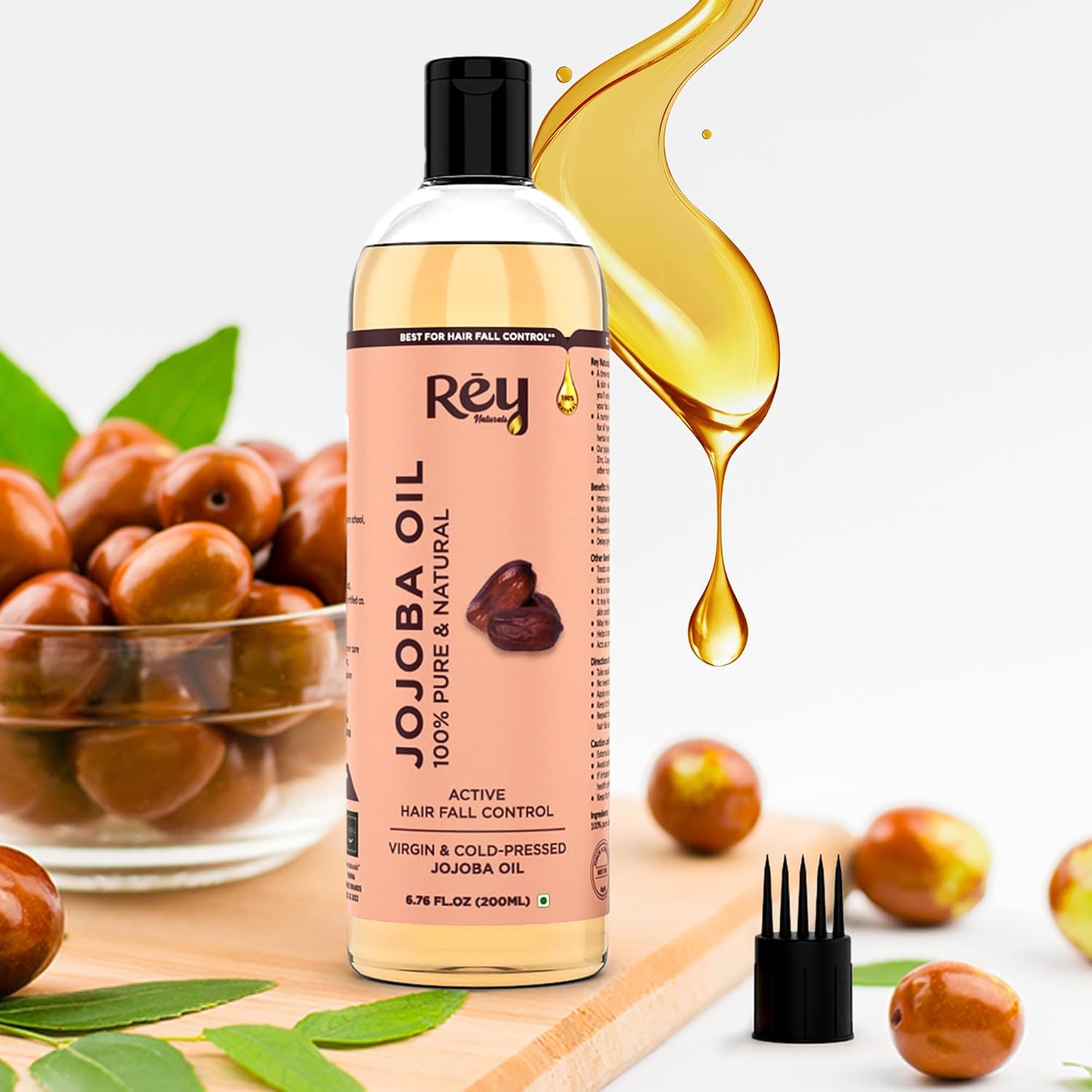 Rey Naturals Cold Pressed Jojoba Oil For Hair Growth 200 ml