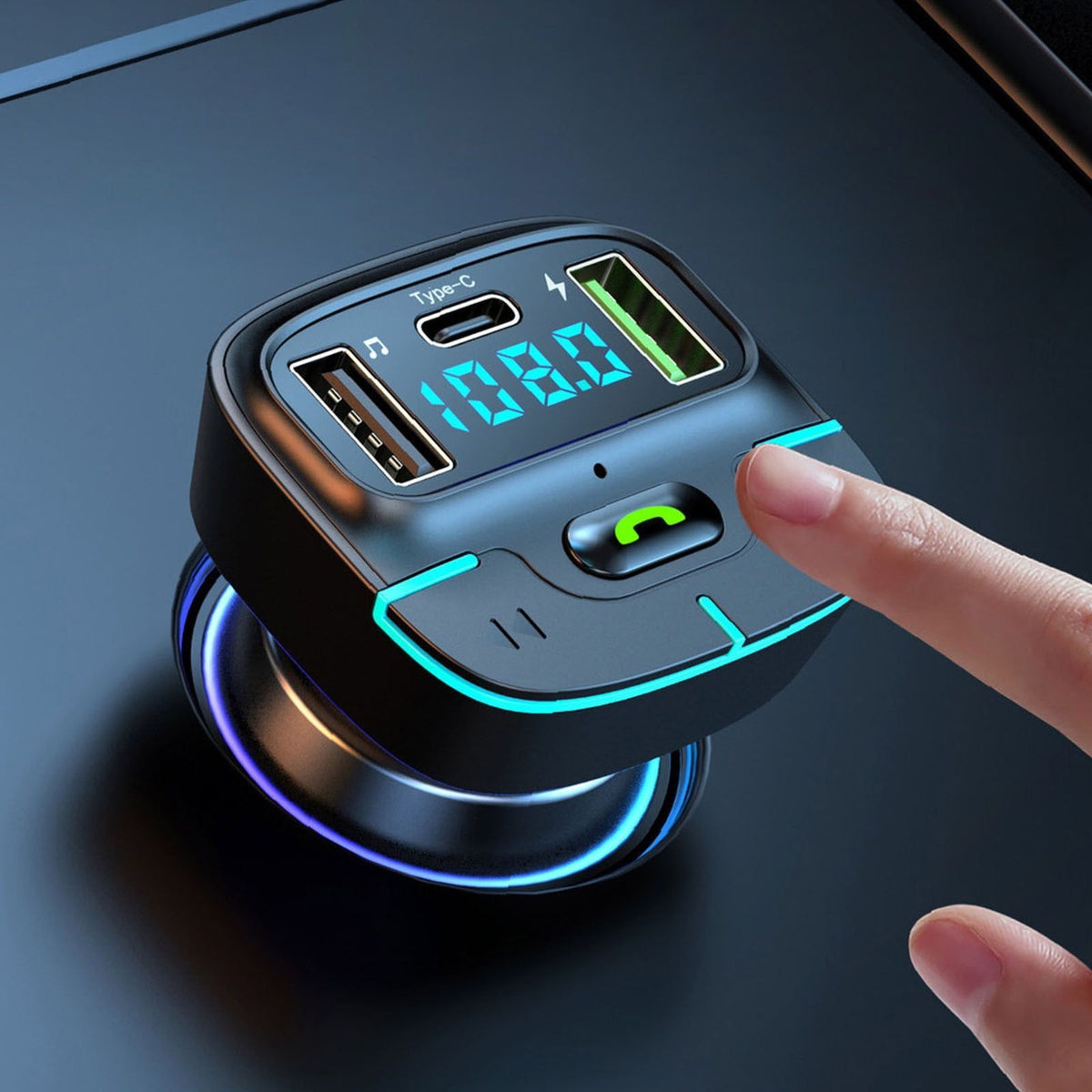 Car Mp3 Player Bluetooth 5.3 FM Modulator USB Charging Light Receiver Car Charger