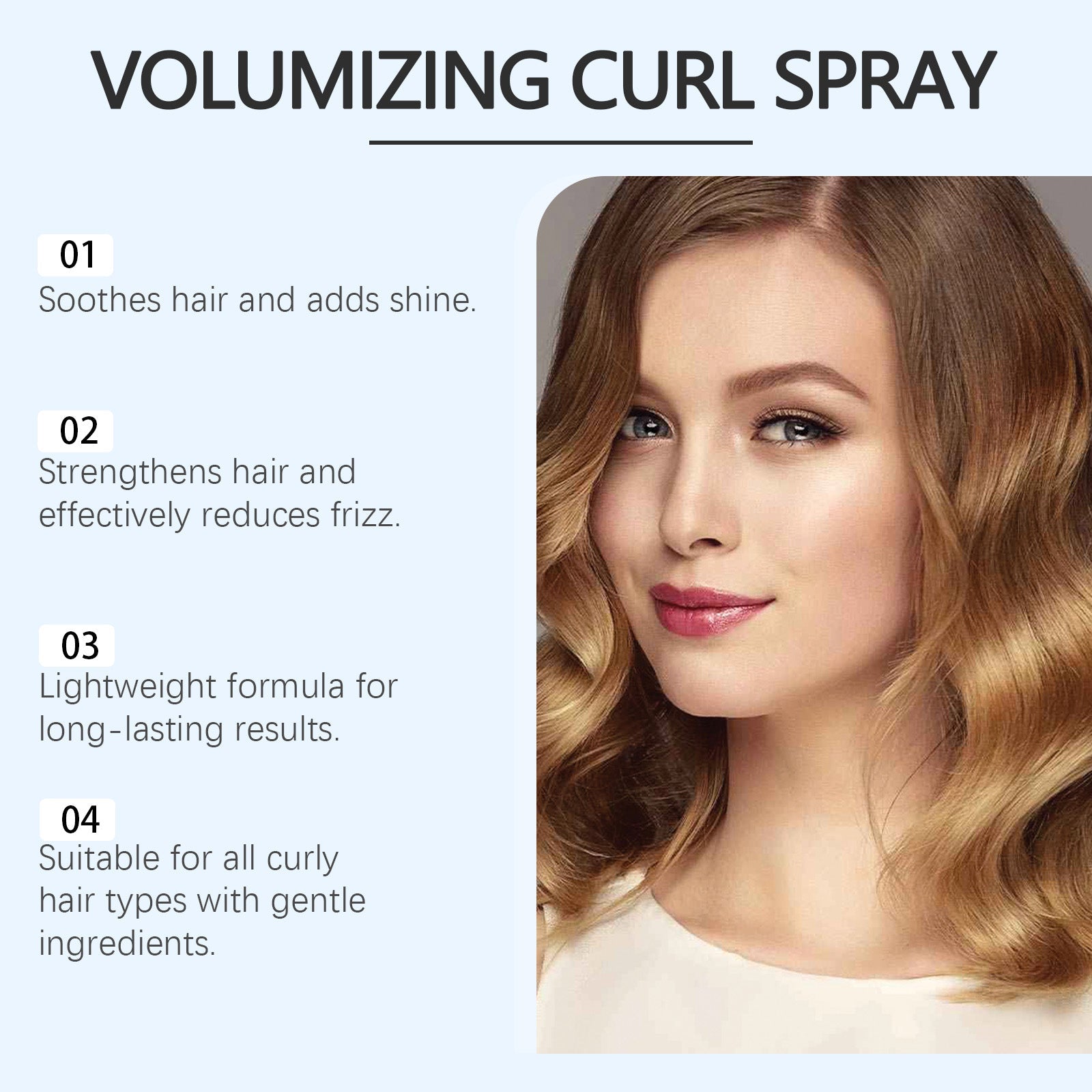 Curl Setting Spray, Voluminous, Frizz Control, Moisturizes, Shine, Easy Styling ,100ml