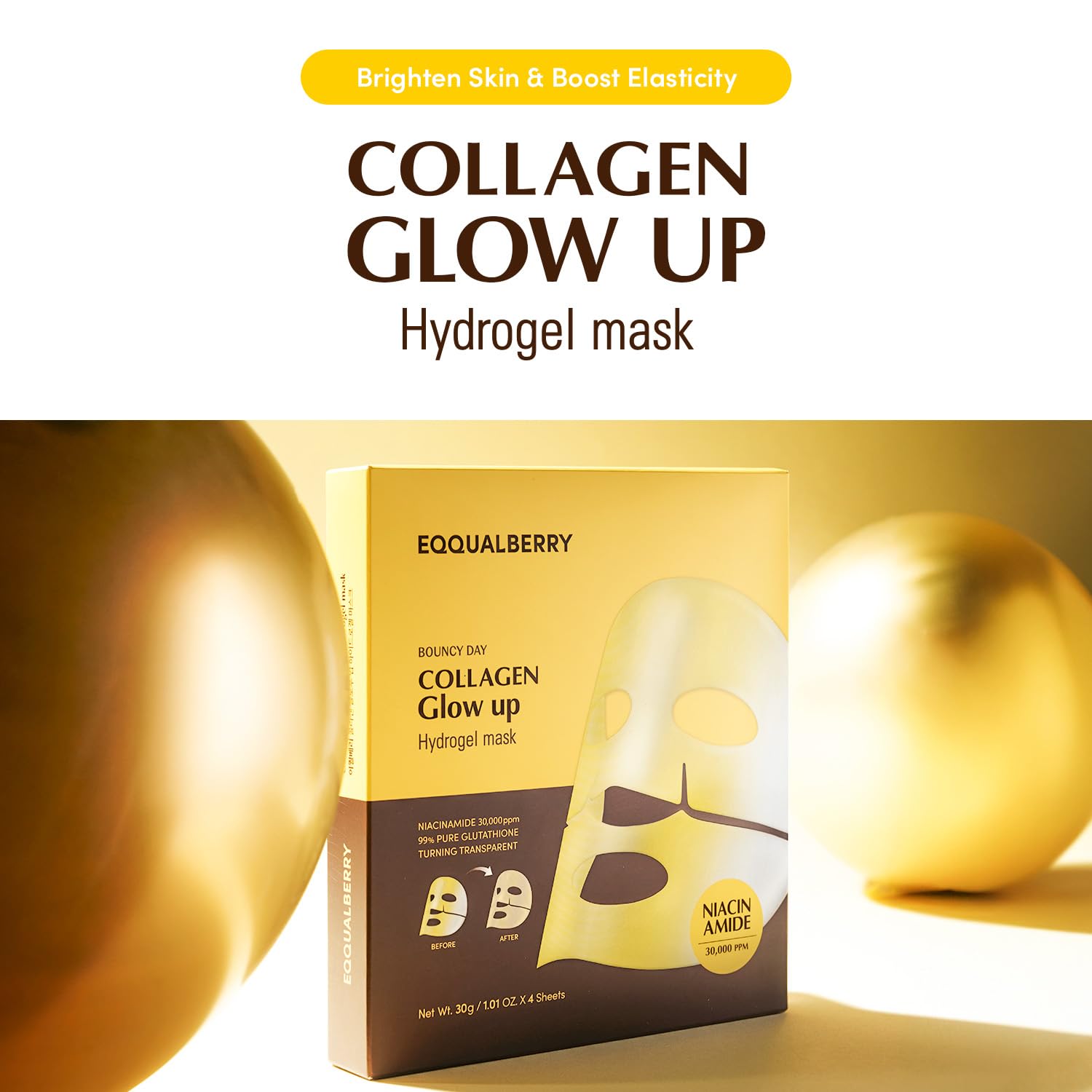 Eqqualberry Collagen Glow Up Hydrogel Mask 30G | 4Sheets