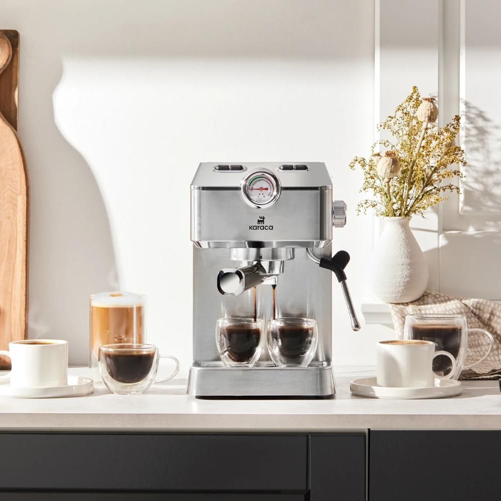 Karaca Coffee Art 1101 20bar Pressure Espresso Latte Cappuccino Americano with Milk Frother Mak. 1.5l