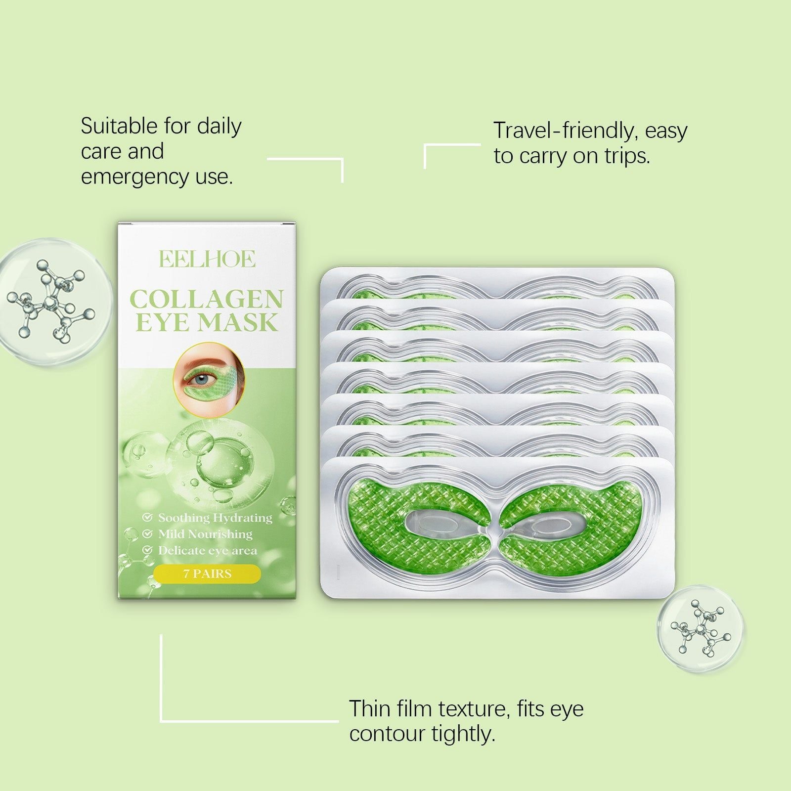 Collagen Eye Mask, Deep Hydration, Anti-Aging, Eye Care, Brightening ,7 pairs