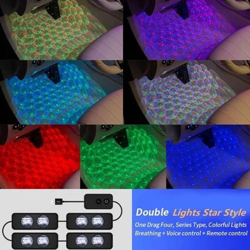 Car Atmosphere Lights Sound Remote Control LED Light RGB Floor Decoration