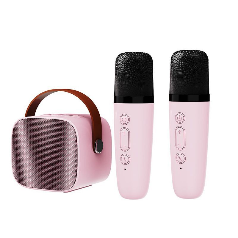 Portable Karaoke Machine Bluetooth Speaker With 2 Wireless Mic For Kids Adults