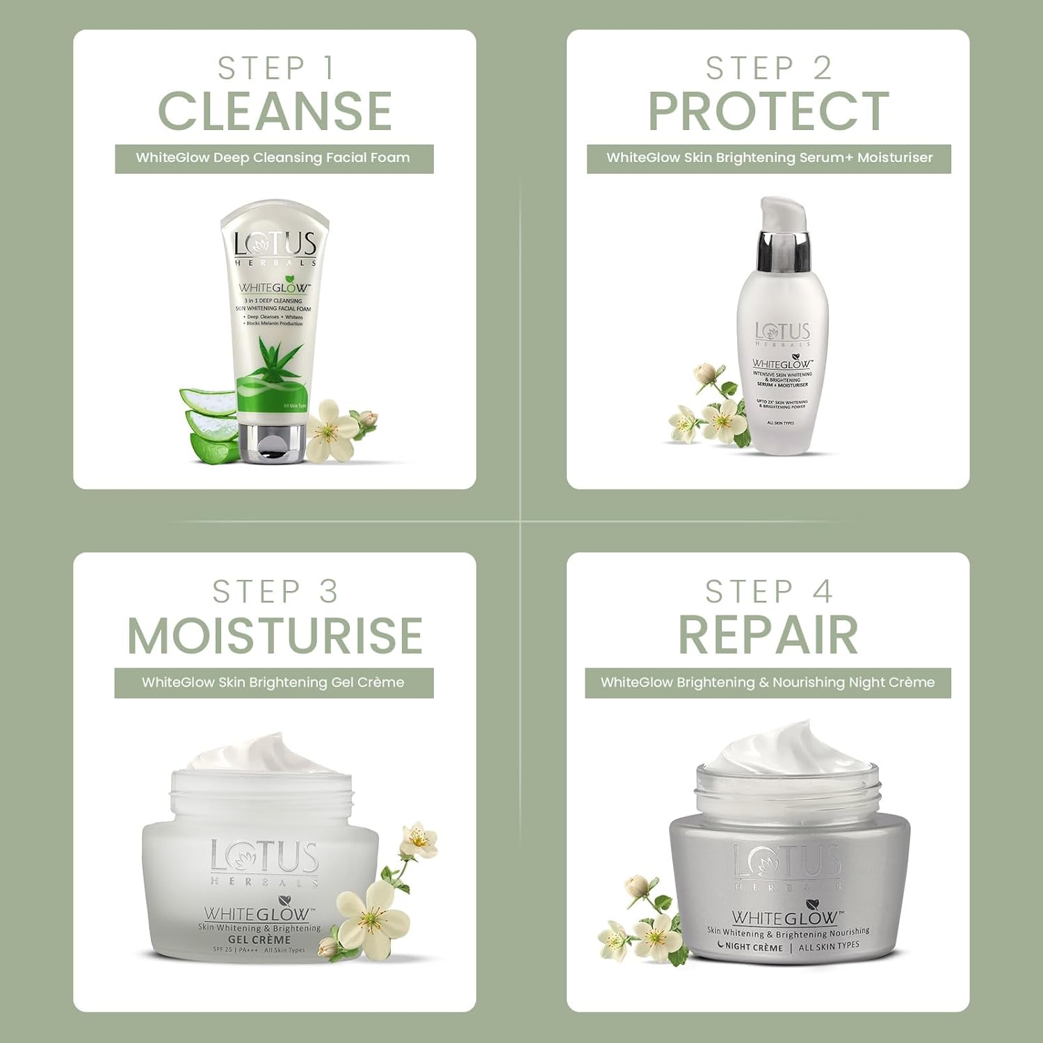 لوتس هيربال وايتجلو 3 في 1 لتنظيف البشرة بعمق وتفتيحها 100 جرام