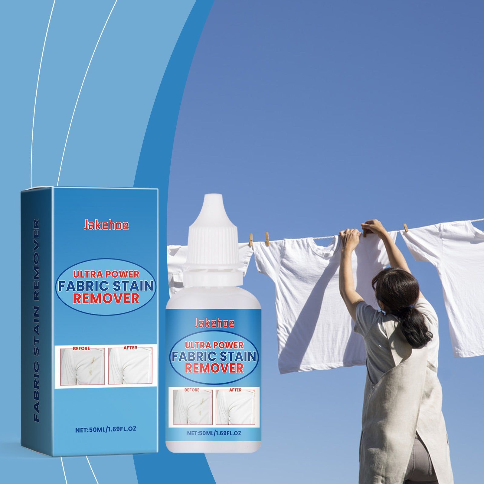 All-In-One Laundry Stain Remover, Oil, Food, Sweat, Deep Clean, Fabric Softener ,50ml