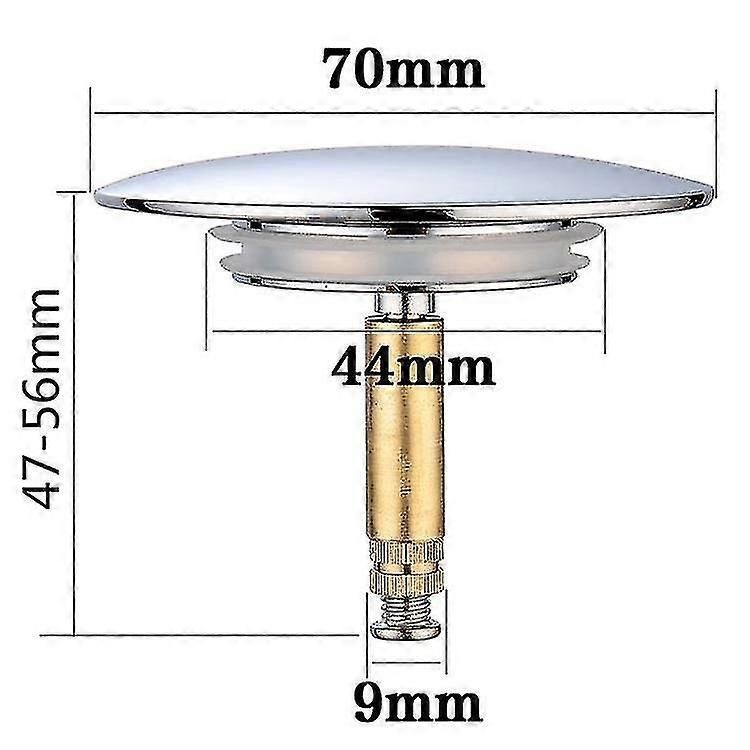 Universal 70mm Double Seal Brass Adjustable Bath Drain Stopper